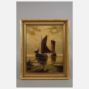 Paula Stöver, attr., Fischerboote im Sonnenaufgang