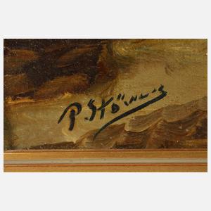 Paula Stöver, attr., Fischerboote im Sonnenaufgang