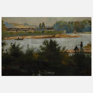 Flusslandschaft mit Anglern