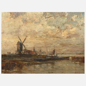 Holländische Küste mit Windmühle