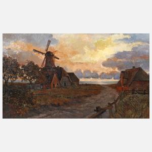 Windmühle im Abendlicht