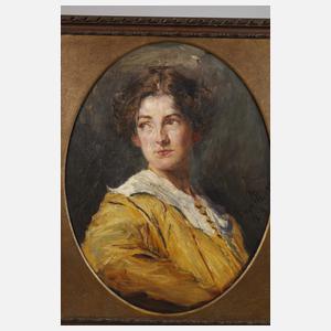 Hugo Mieth, Portrait einer Dame in Gelb