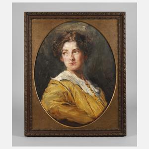 Hugo Mieth, Portrait einer Dame in Gelb