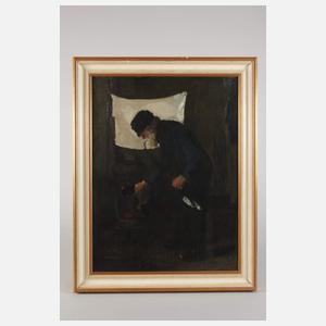 Adolf Schönnenbeck, Fischer beim Anfeuern des Ofens