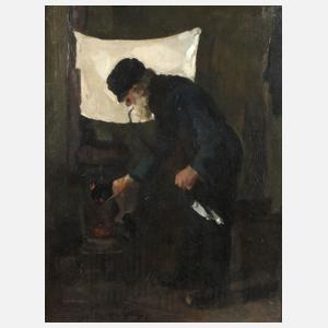 Adolf Schönnenbeck, Fischer beim Anfeuern des Ofens