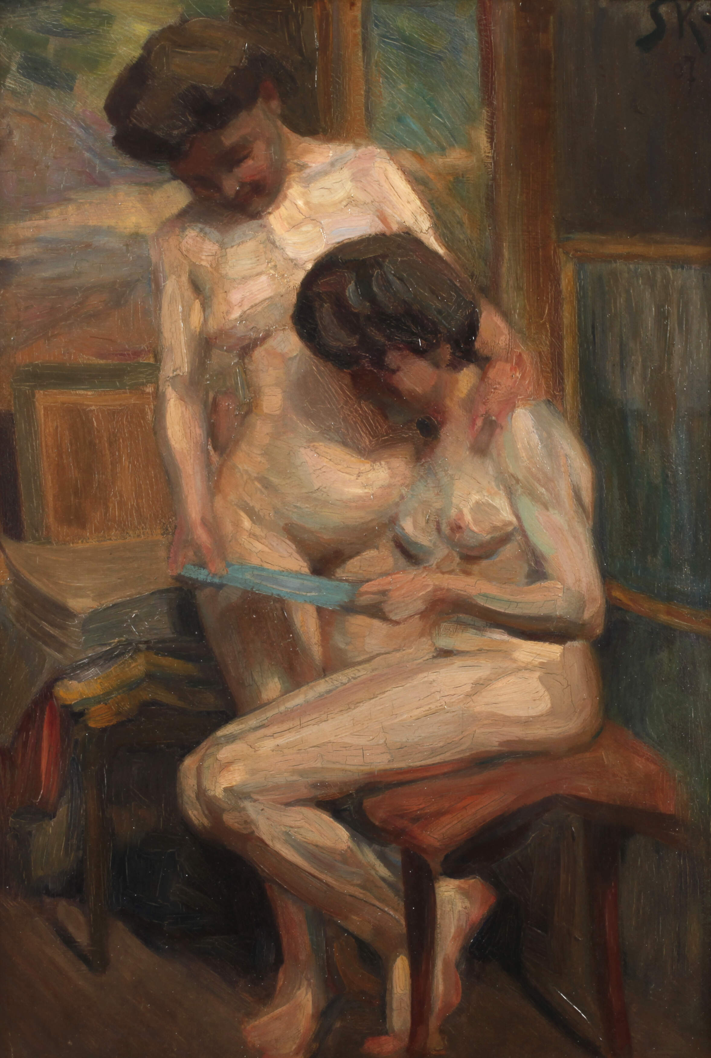 Zwei Damenakte im Interieur