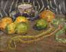 Stillleben mit Zitronen und Perlenkette