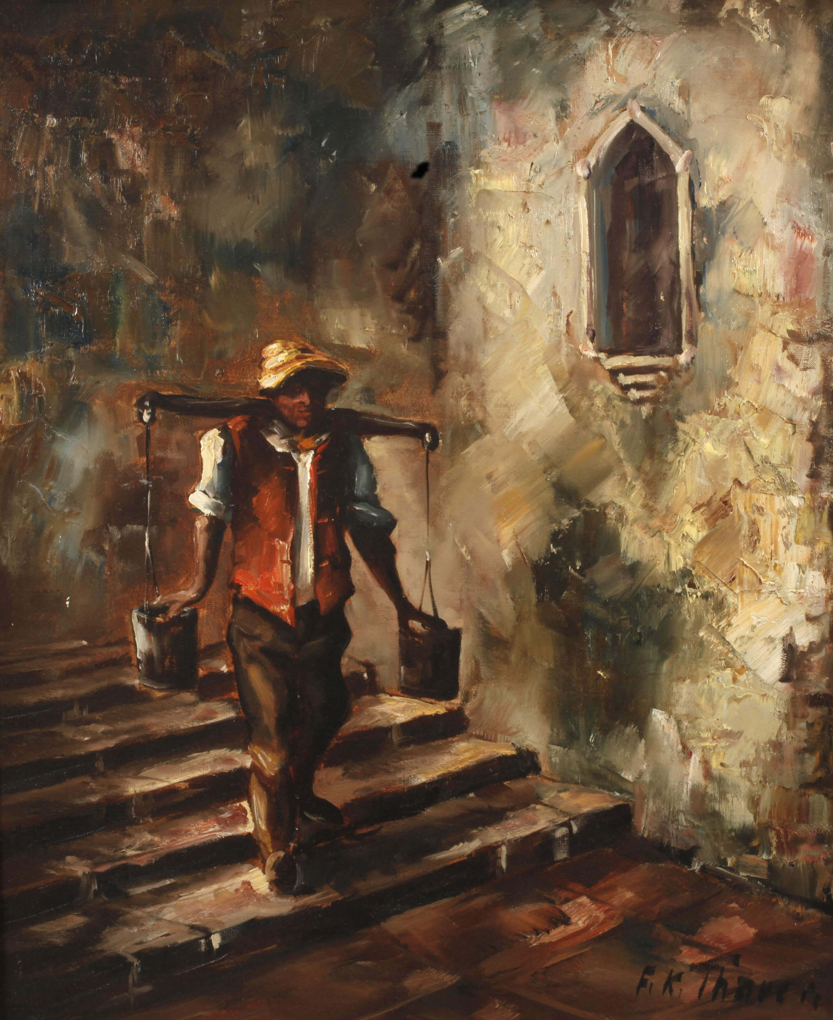 Friedrich Karl Thauer, Wasserträger auf der Treppe