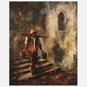 Friedrich Karl Thauer, Wasserträger auf der Treppe