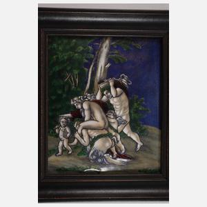 Vier Emaillebildplatten