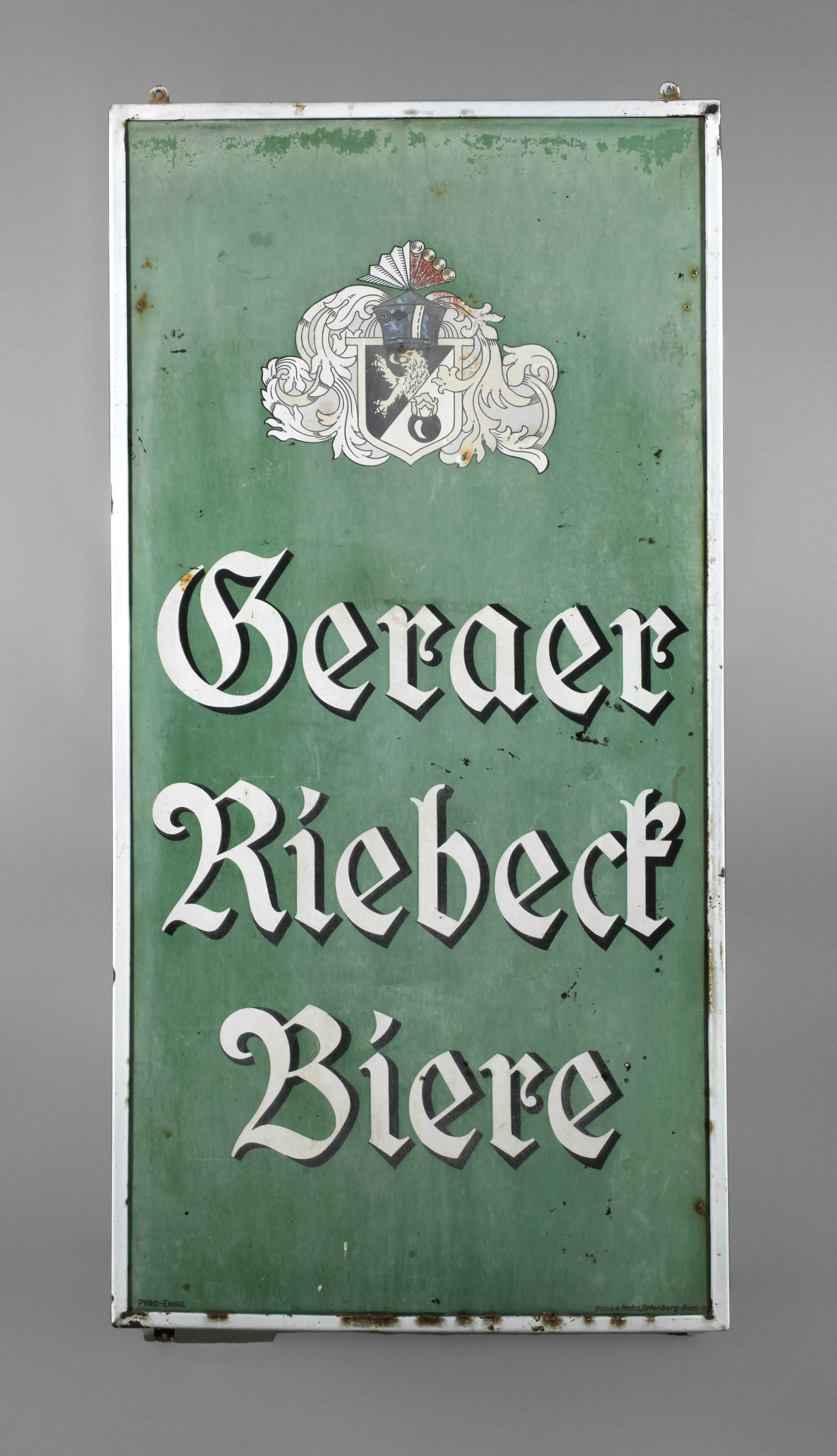 Emailleschild Geraer Riebeck Biere
