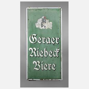 Emailleschild Geraer Riebeck Biere