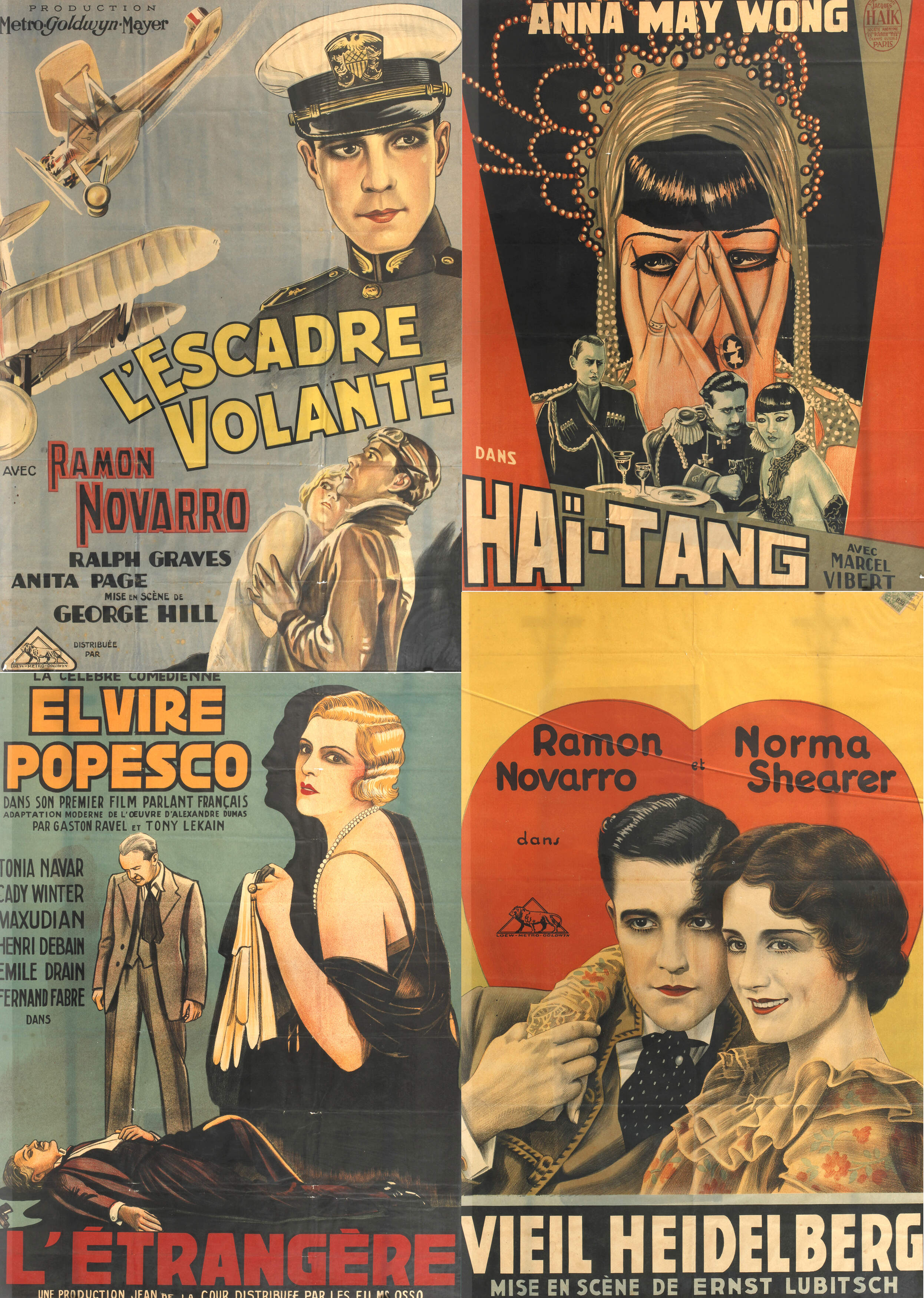 Vier historische Filmplakate