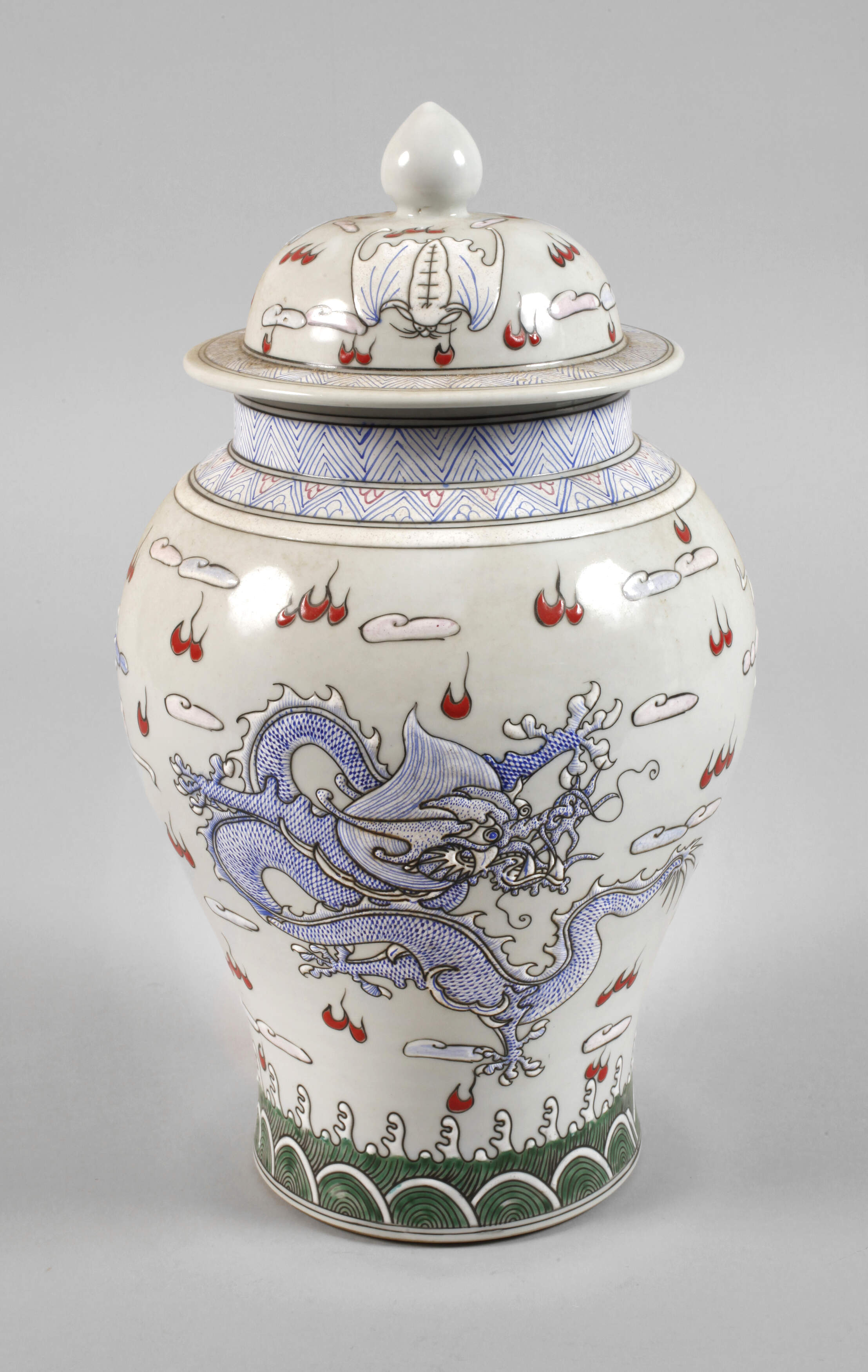 Deckelvase Emaillemalerei