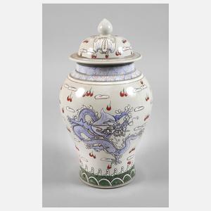 Deckelvase Emaillemalerei