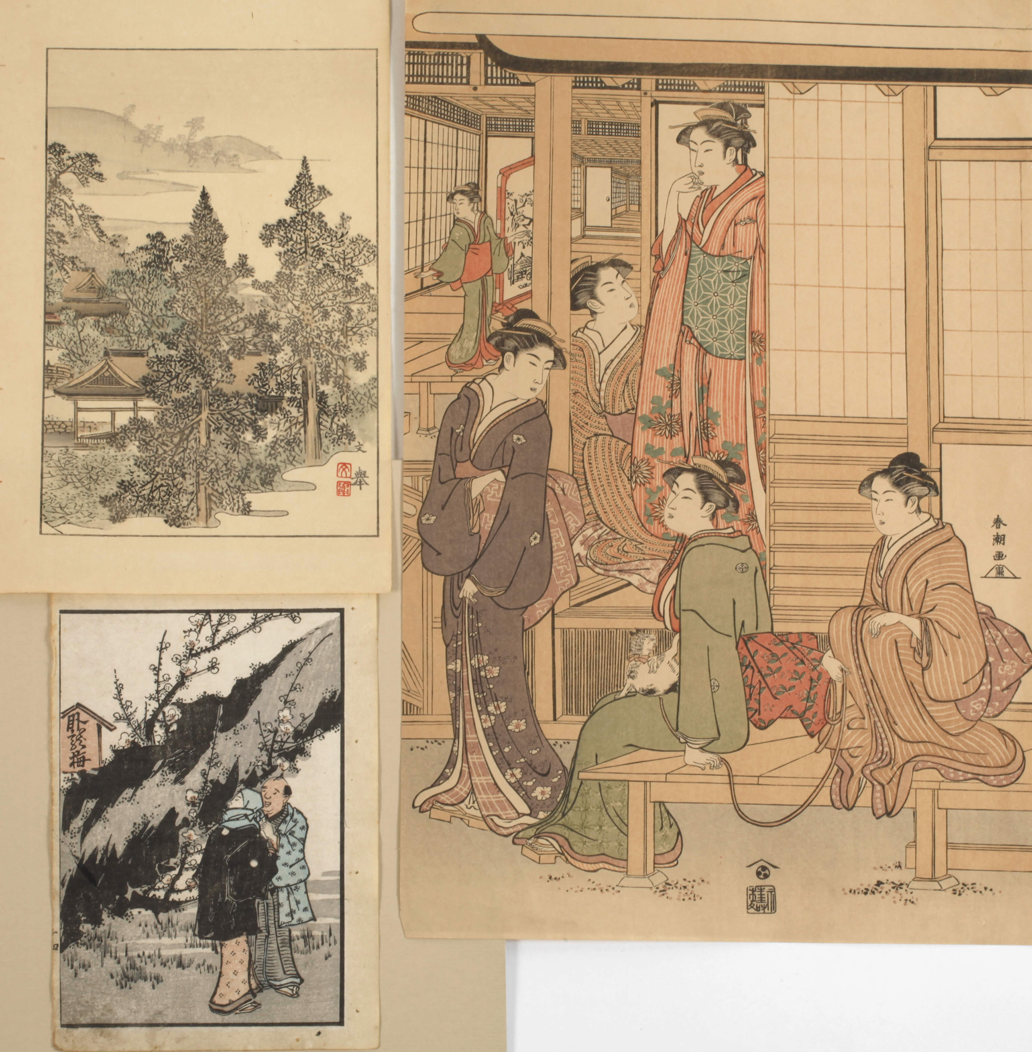 Drei japanische Farbholzschnitte