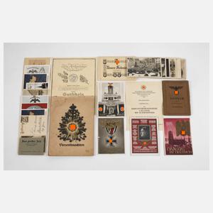 Konvolut Propagandakarten, Soldbuch, Urkunden