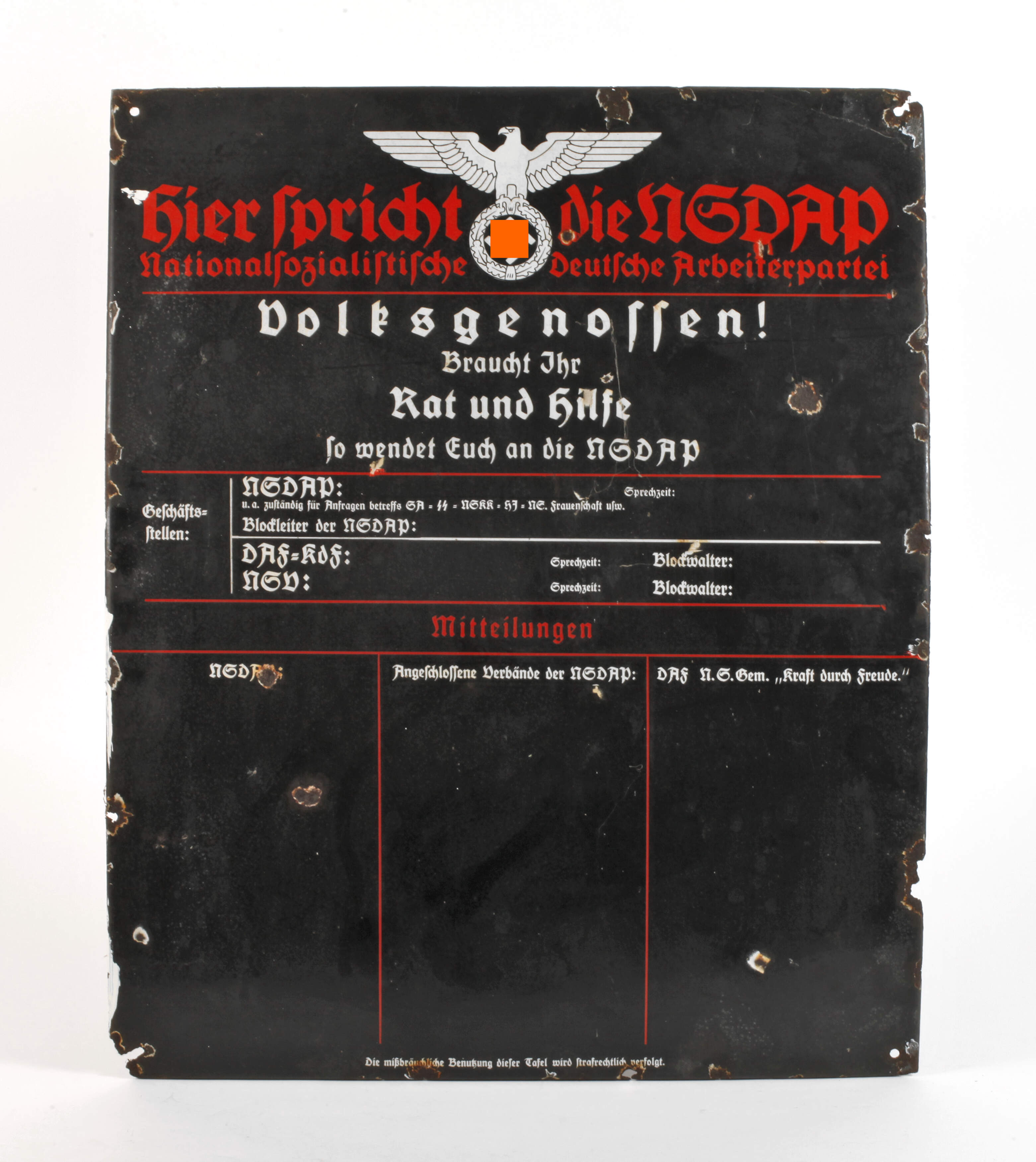 Emailleschild 3. Reich