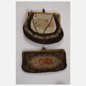 Konvolut Taschen Petit-Point-Stickerei