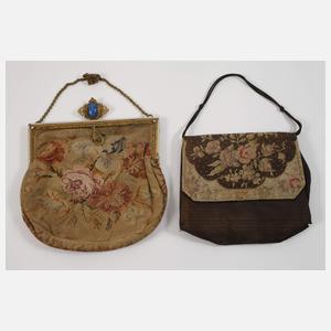 Konvolut Taschen Petit-Point-Stickerei