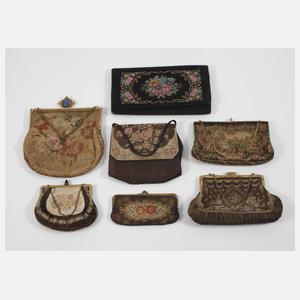 Konvolut Taschen Petit-Point-Stickerei