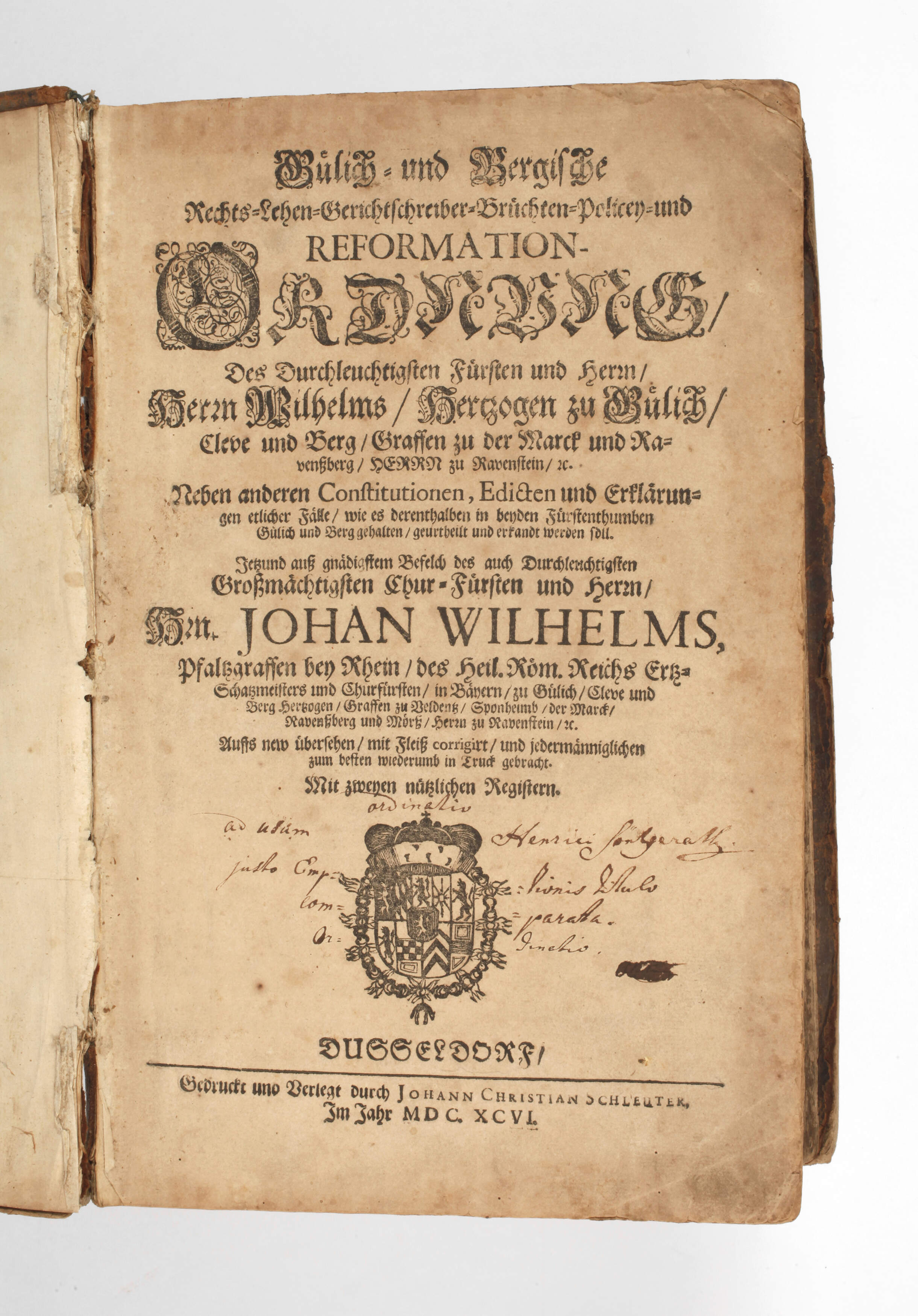 Policey Ordnung Herzog von Gülich 1696