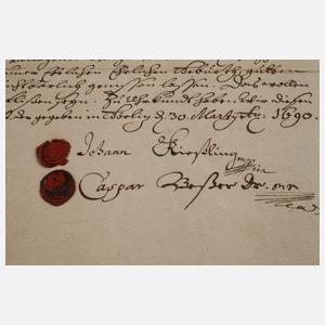 Fünf historische Schriftstücke