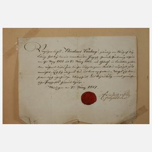 Gesellenbrief eines Gärtners Sachsen-Coburg 1824