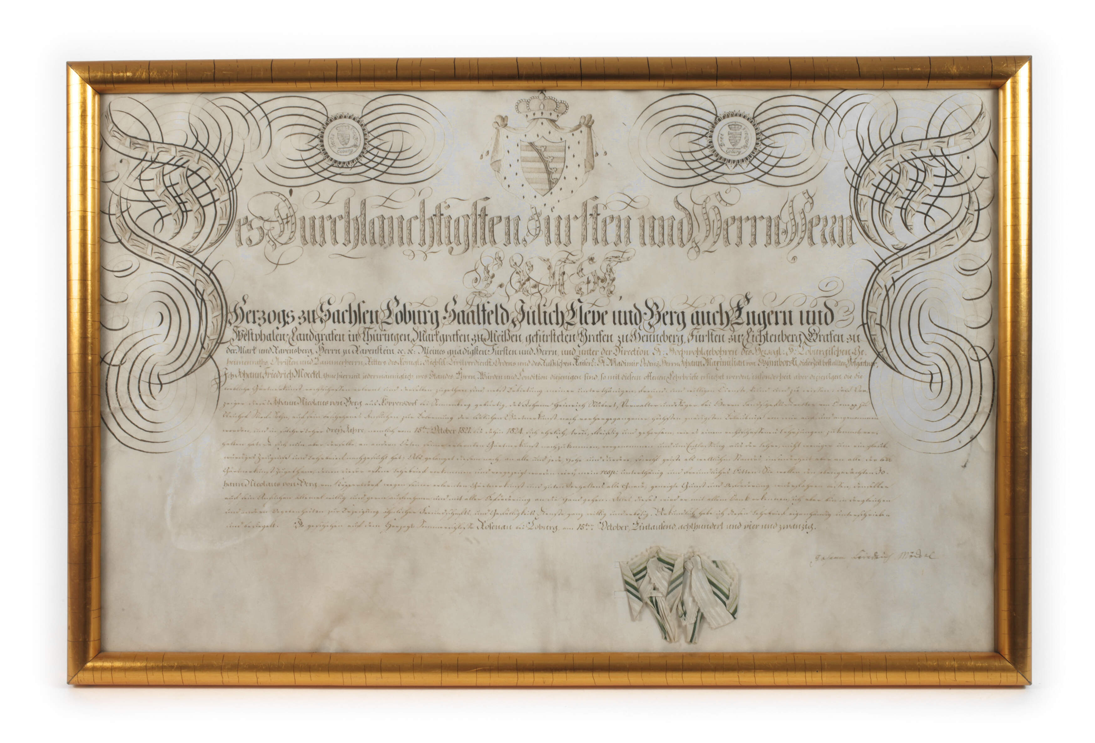 Gesellenbrief eines Gärtners Sachsen-Coburg 1824