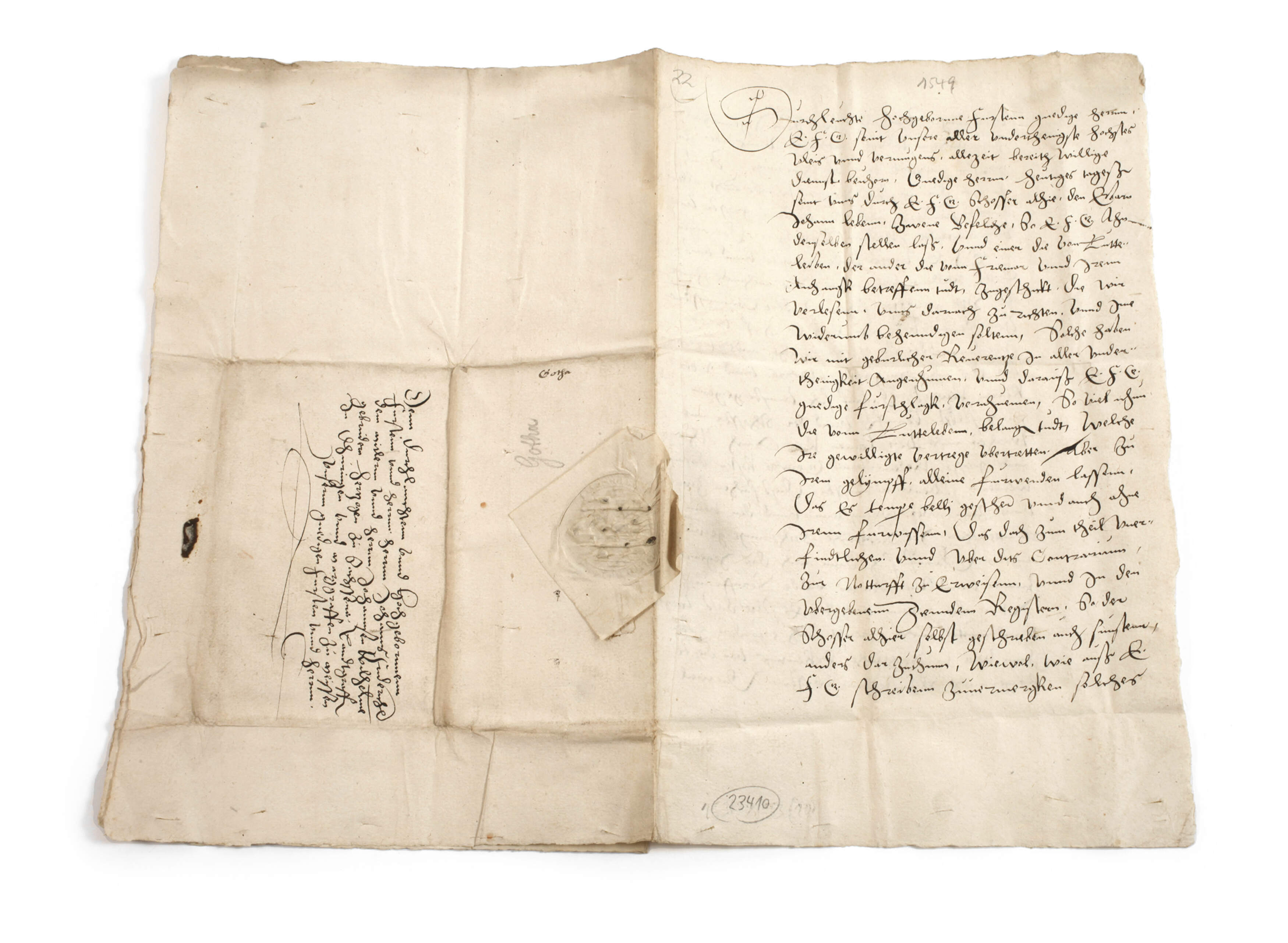 Historischer Brief des Rates von Gotha