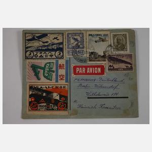 Zwei Belege Luftpost Russland–Deutschland