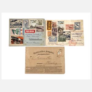 Zwei Belege Luftpost Russland–Deutschland