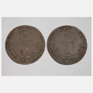 Zwei 2/3 Taler Mühlhausen