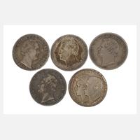 Fünf Silbermünzen Sachsen111