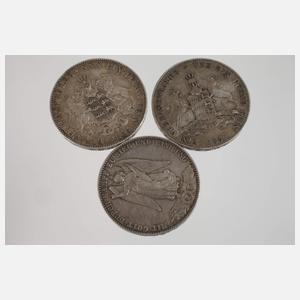 Fünf Silbermünzen Württemberg