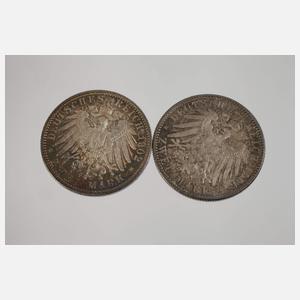 Fünf Silbermünzen Württemberg