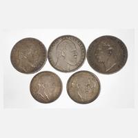 Fünf Silbermünzen Württemberg111