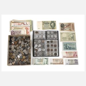 Konvolut Kleinmünzen und Scheine