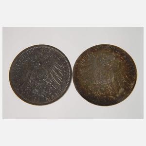 Konvolut 2 Mark Silbermünzen Kaiserreich