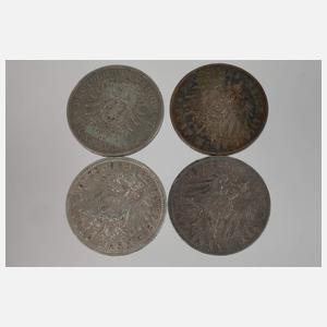 Konvolut 5 Mark Silbermünzen Kaiserreich