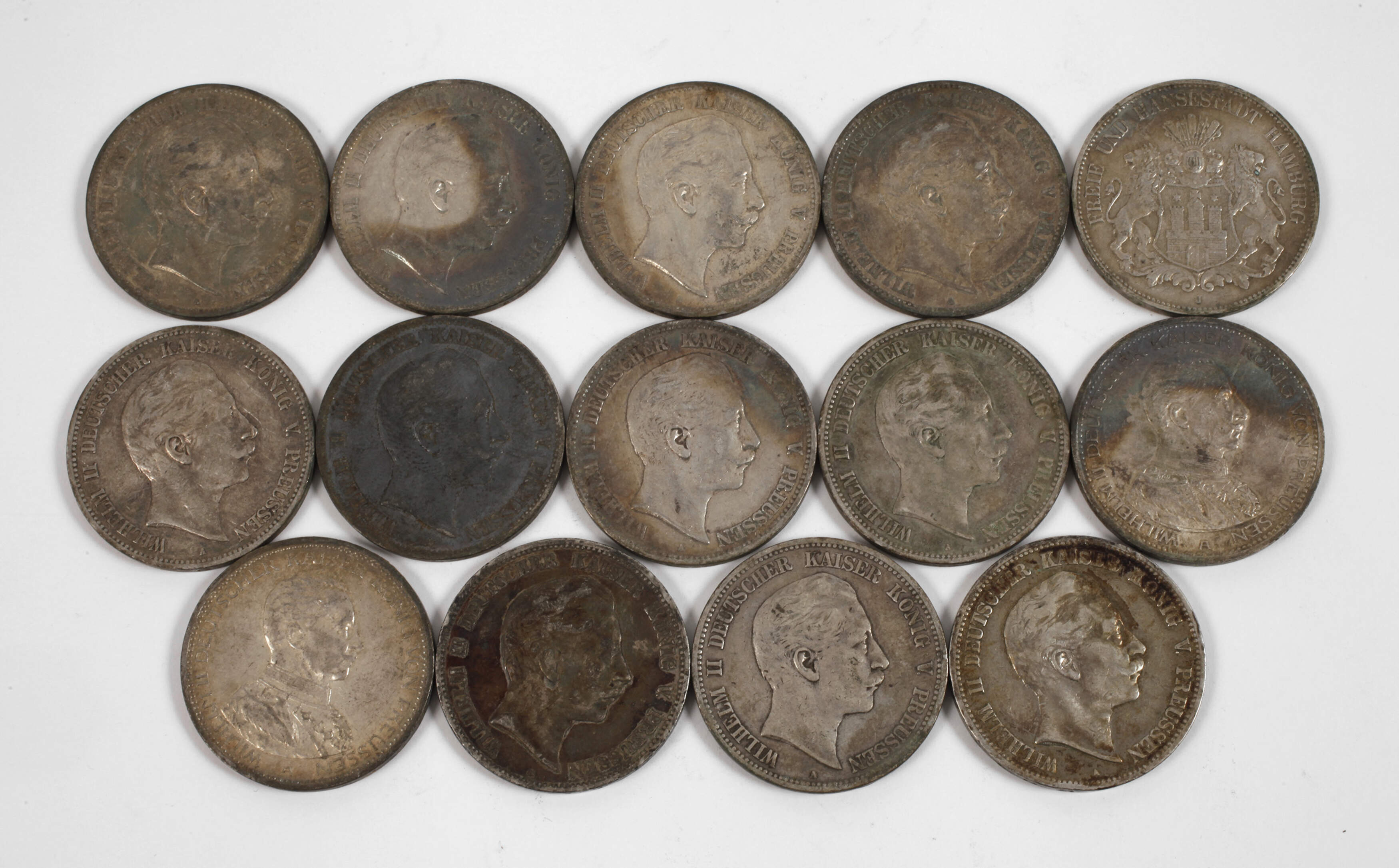 Konvolut 5 Reichsmark Silbermünzen