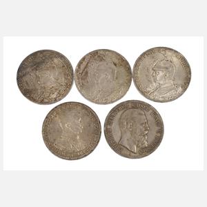 Konvolut 5 Mark Preußen