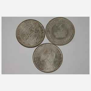 Konvolut 3 Mark Münzen Weimar