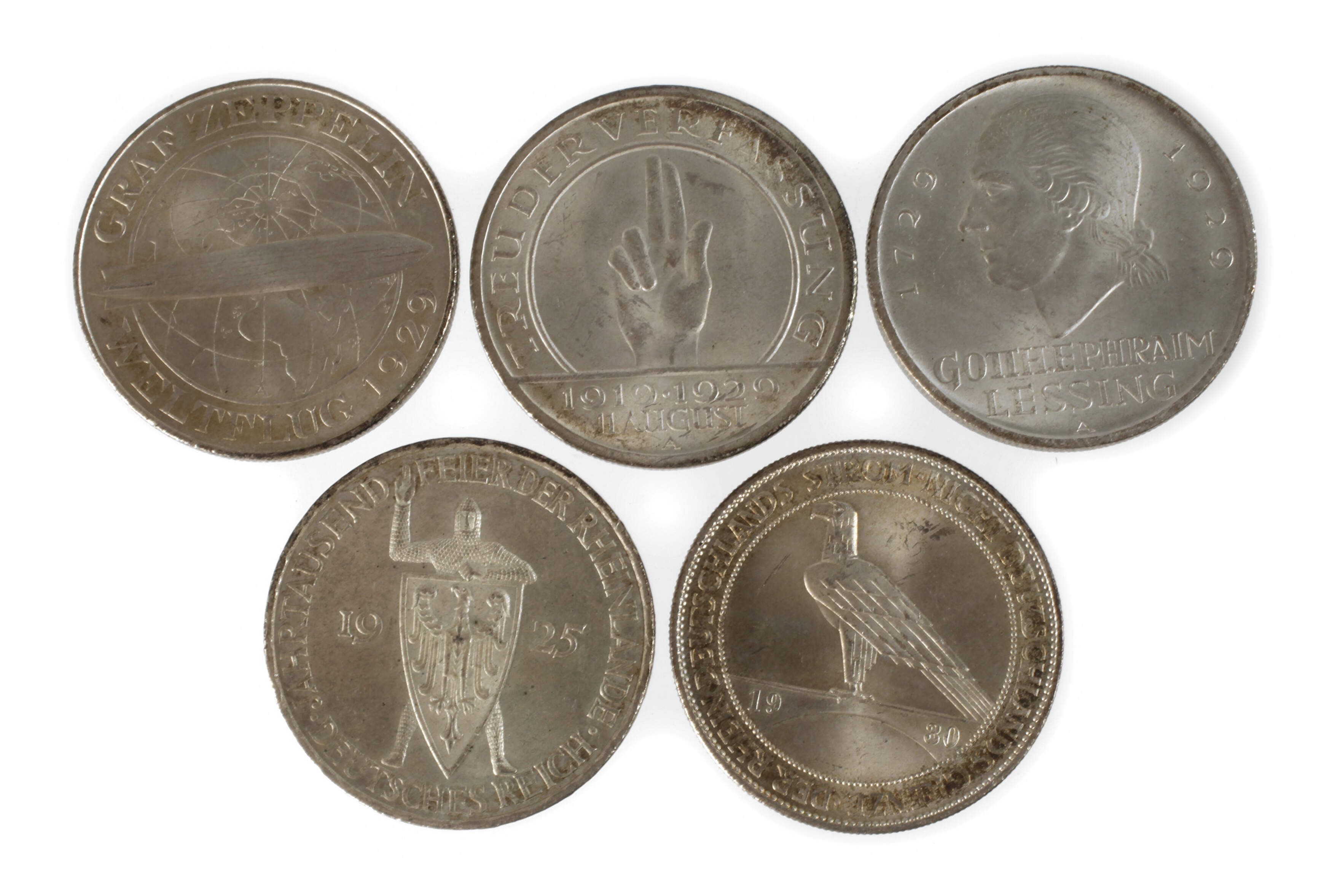 Konvolut 5 Mark Münzen Weimar