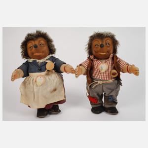 Steiff zwei Igel-Paare "Mecki" und "Micki"
