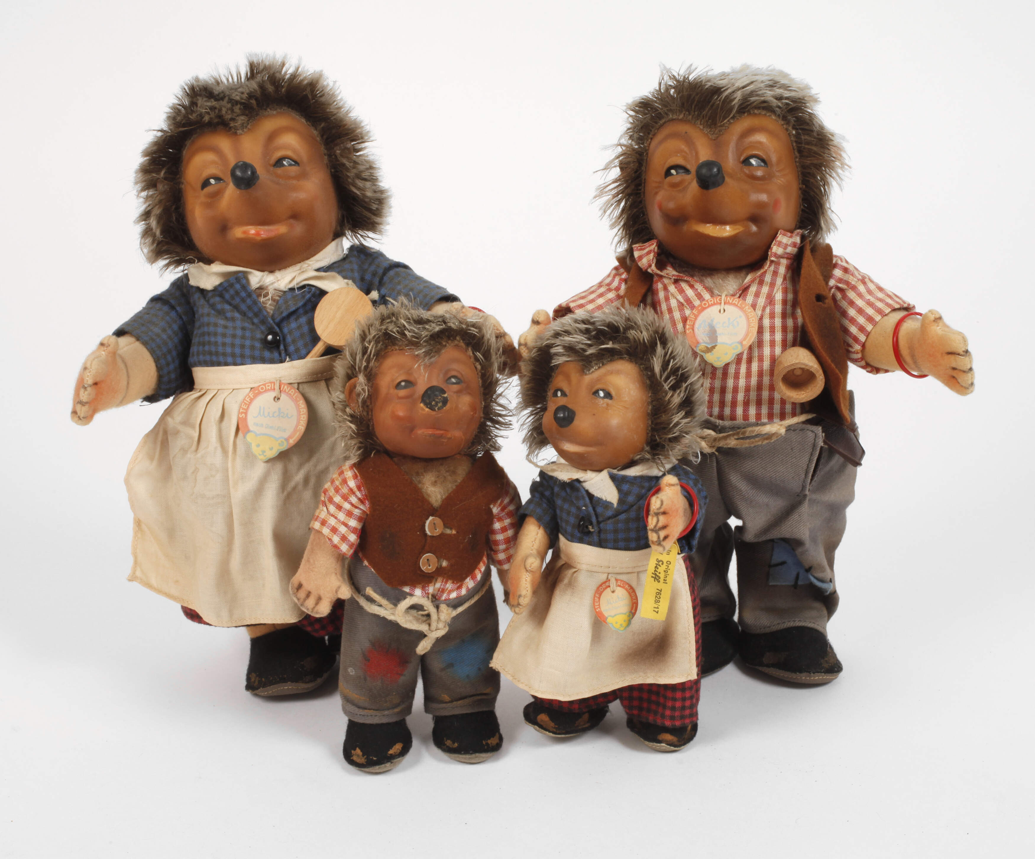 Steiff zwei Igel-Paare "Mecki" und "Micki"