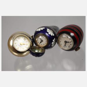 Drei Schmuckuhren Emaille