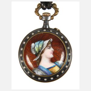 Damenhängeuhr Emaille