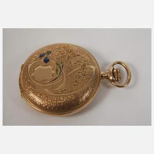 Damenhängeuhr Gold und Emaille
