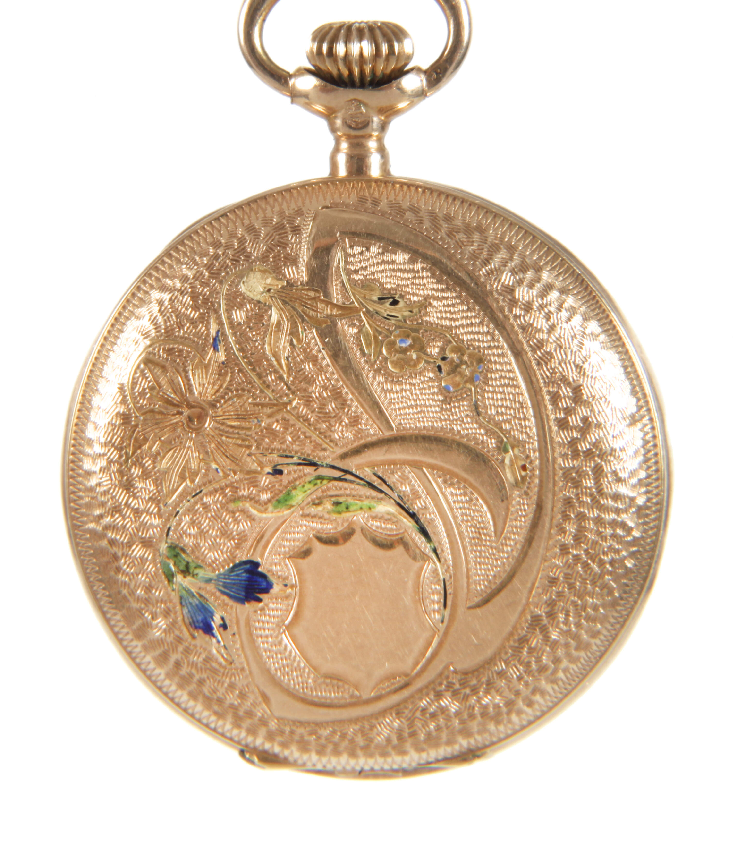 Damenhängeuhr Gold und Emaille